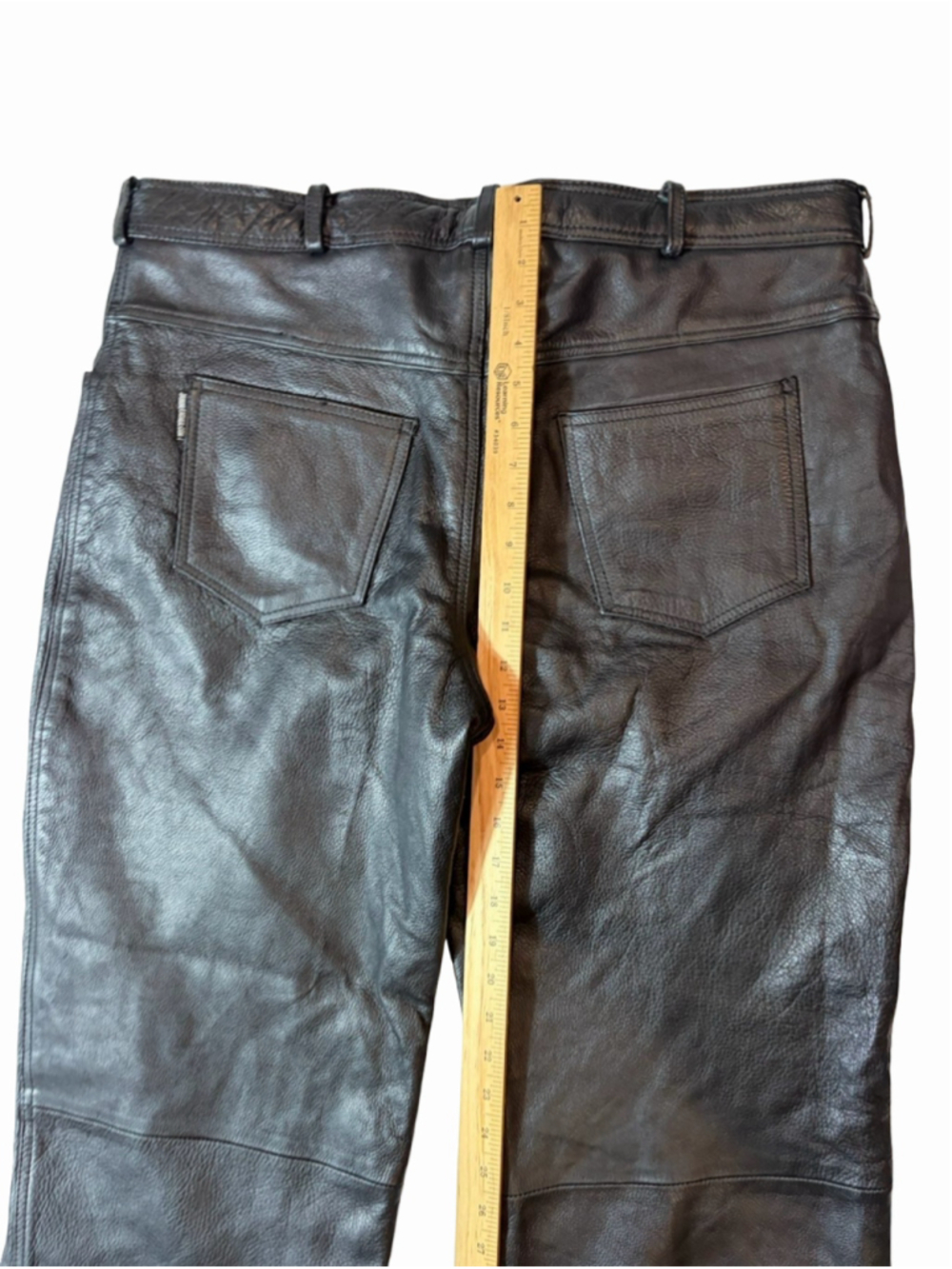 Jamin Leather Co. Y2K Black Leather Moto Biker Pants Buckle Strap 42 - Picture 7 of 8